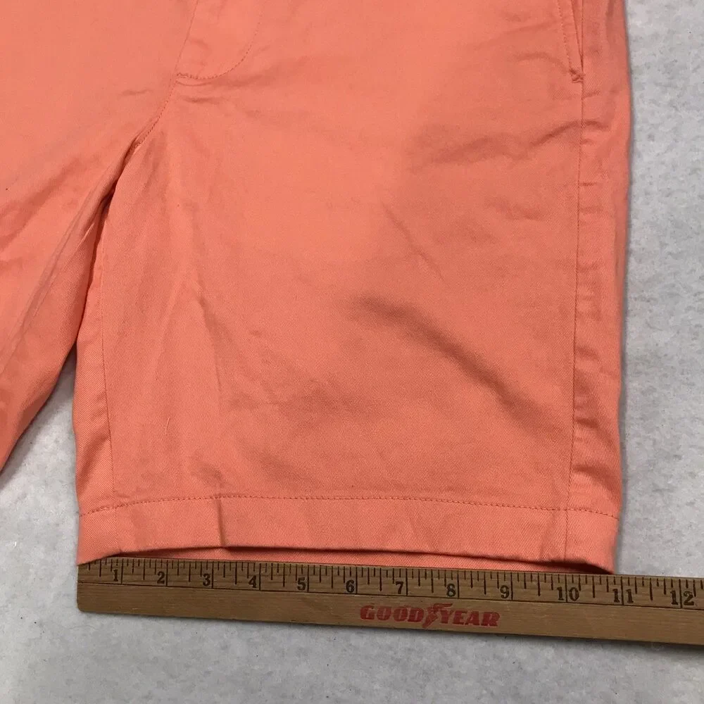 J CREW Flex Chino Shorts Men 34 Salmon Pink Flat Front Stretch Preppy Golf